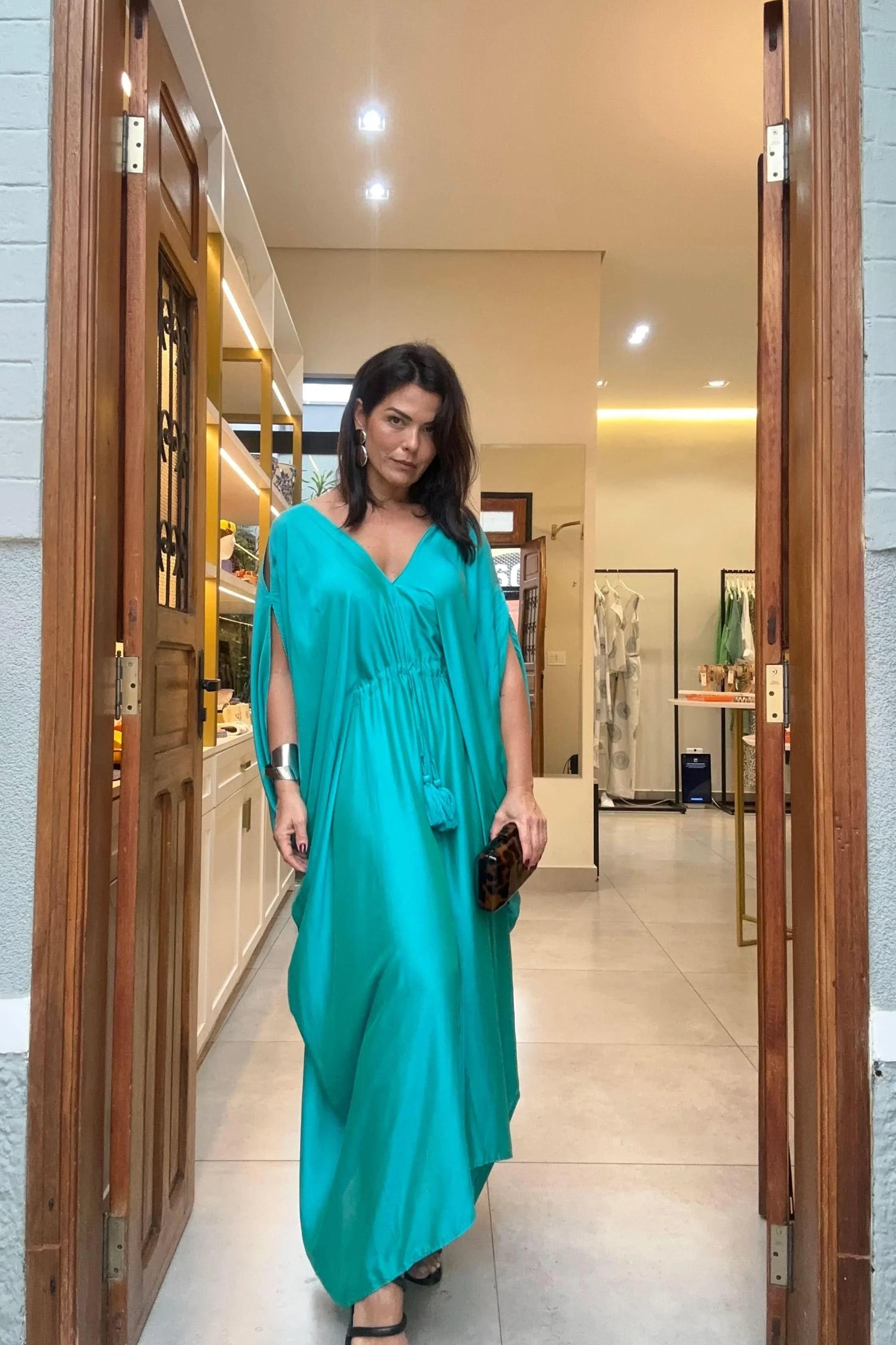 Kaftan Sardenha Seda Pura Ezildinha