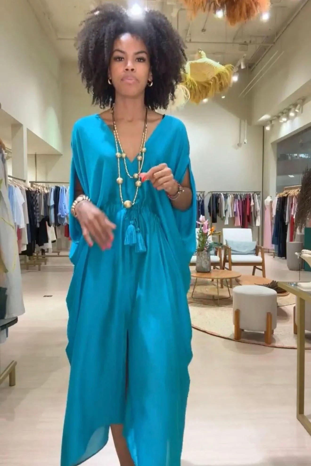 Kaftan Sardenha Seda Pura Ezildinha