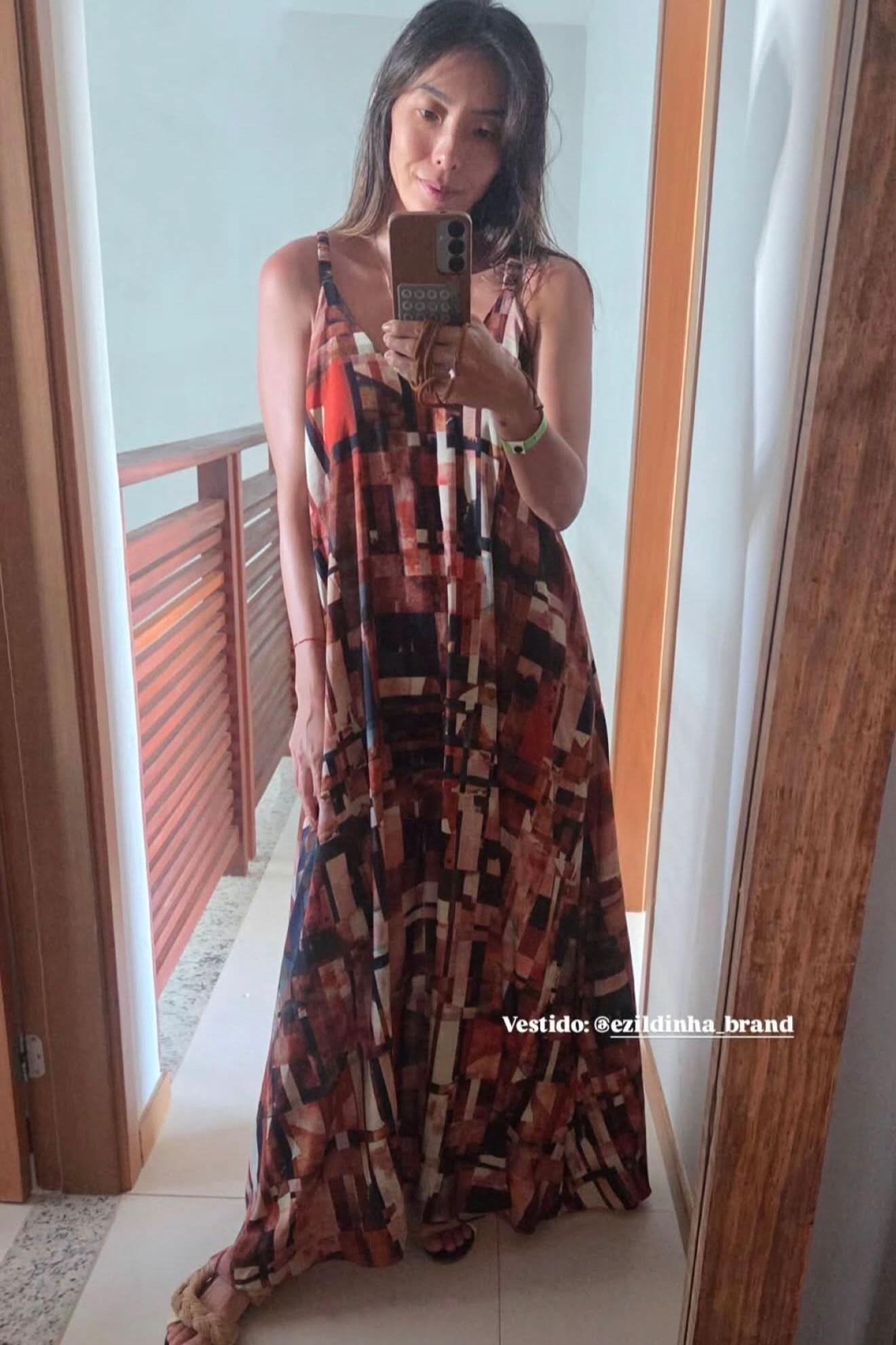 Vestido Alça Longo Estampa Detroit