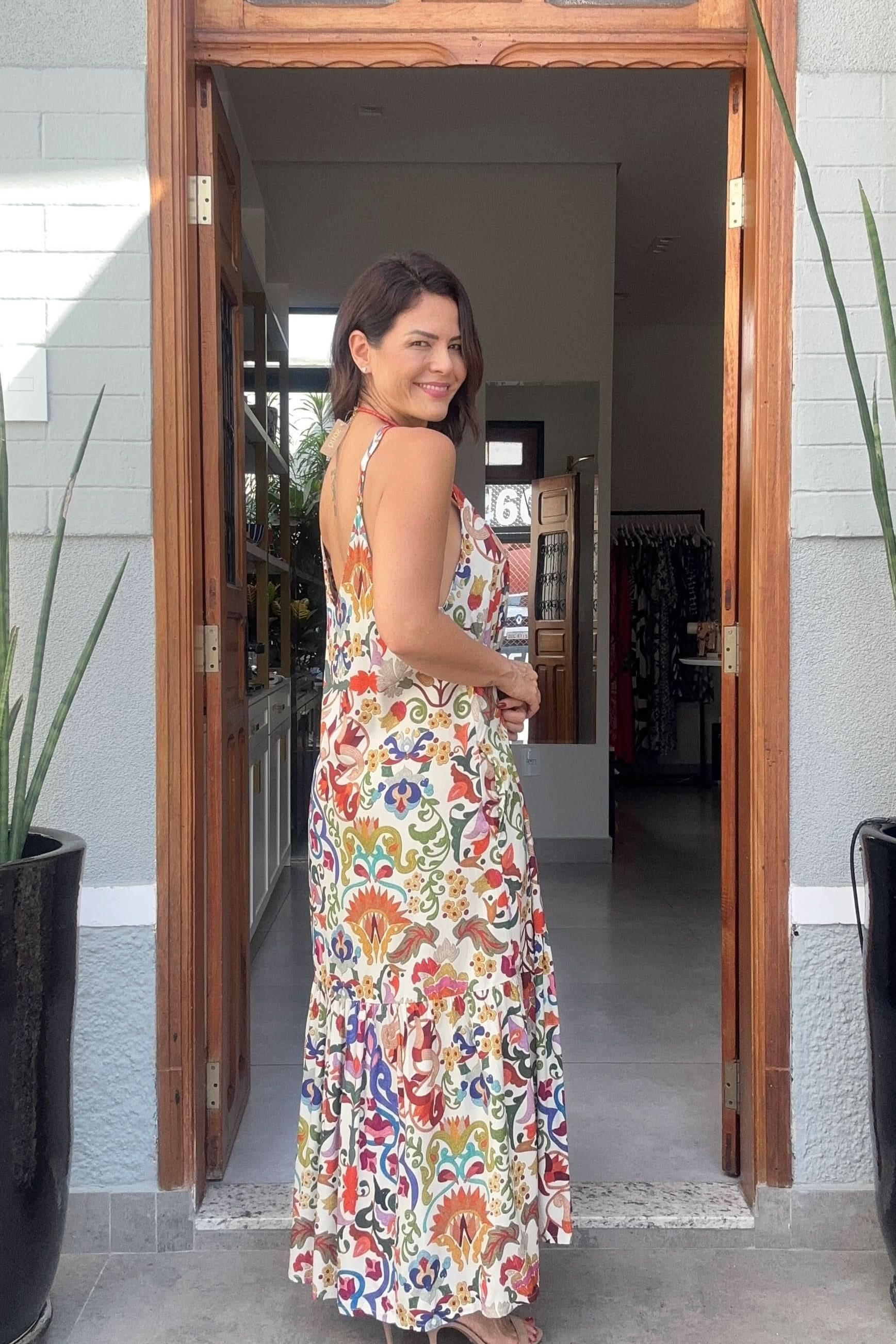 Vestido Alça Tapeçaria