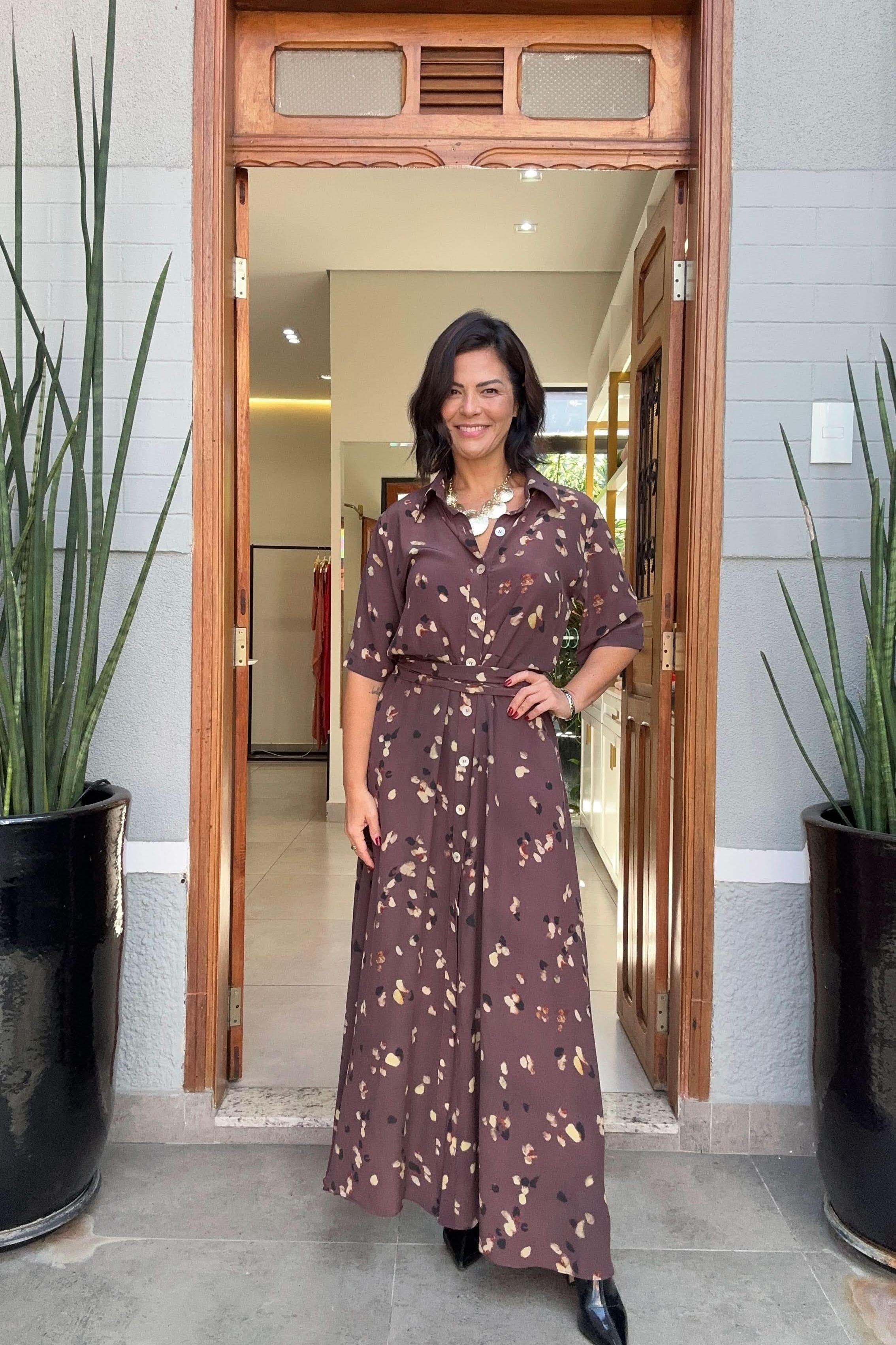 Vestido Chemisier Seda Pura Uva