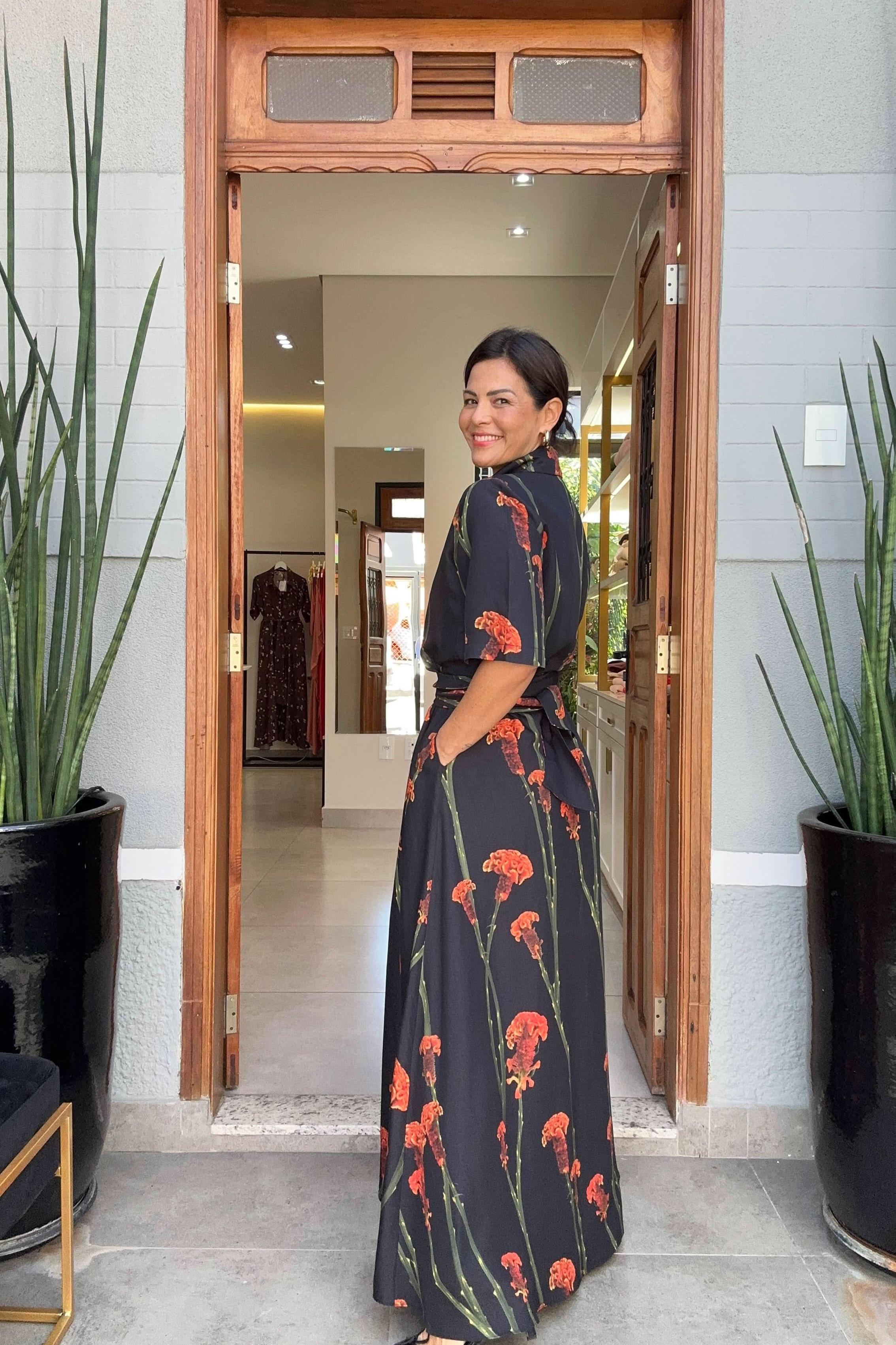 Vestido Chemisier Viscose Flor