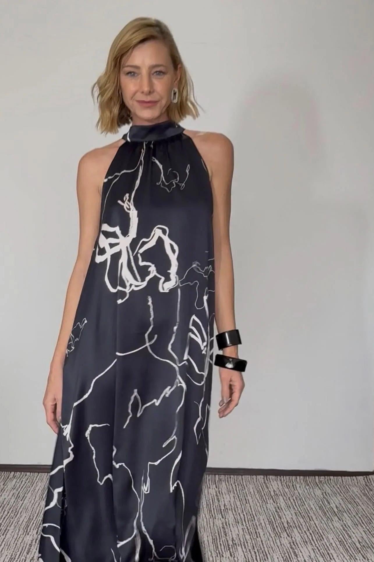 Vestido Laço Seda Pura Estampa Sakura