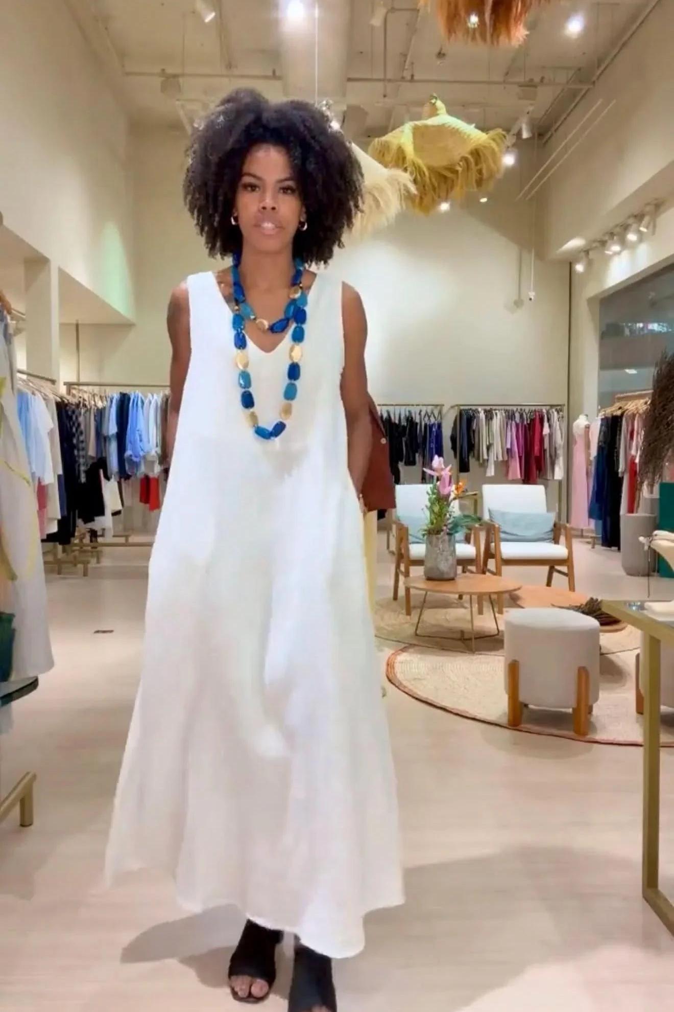 Vestido Paula Linho Off White