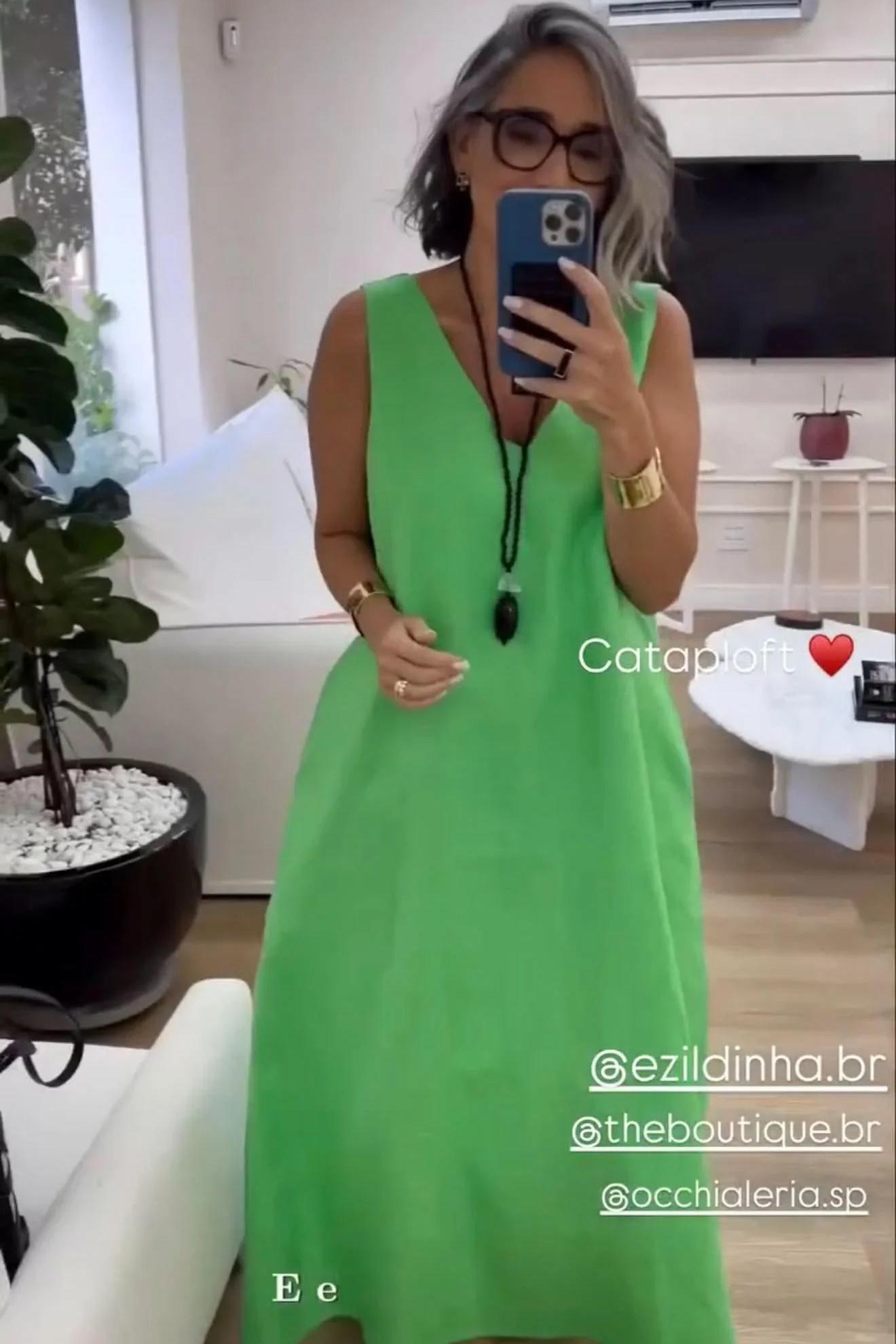 Vestido Paula Linho Verde Grama