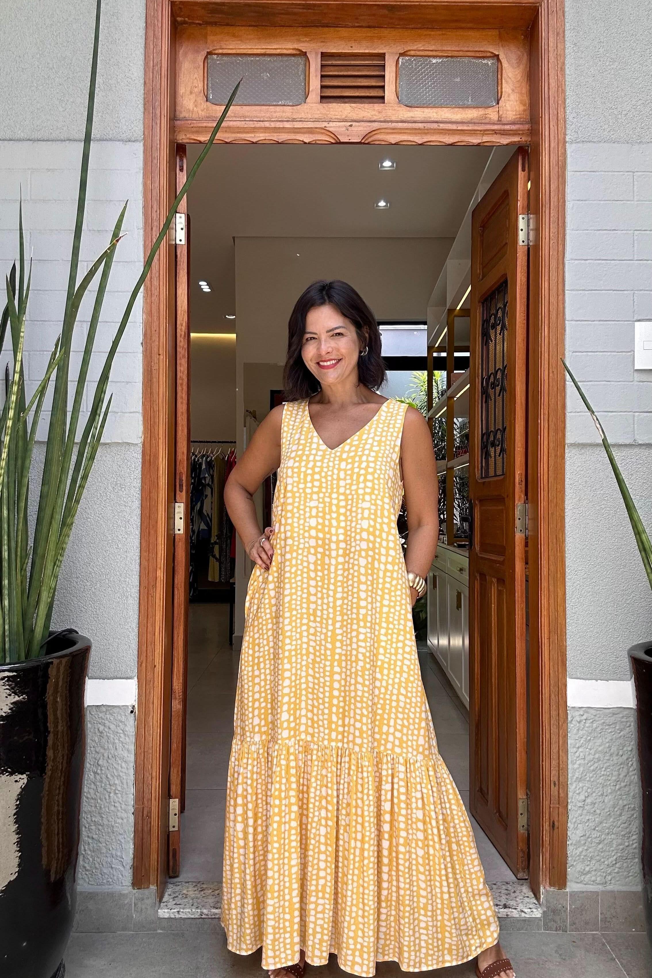 Vestido Pedrinhas Amarelo
