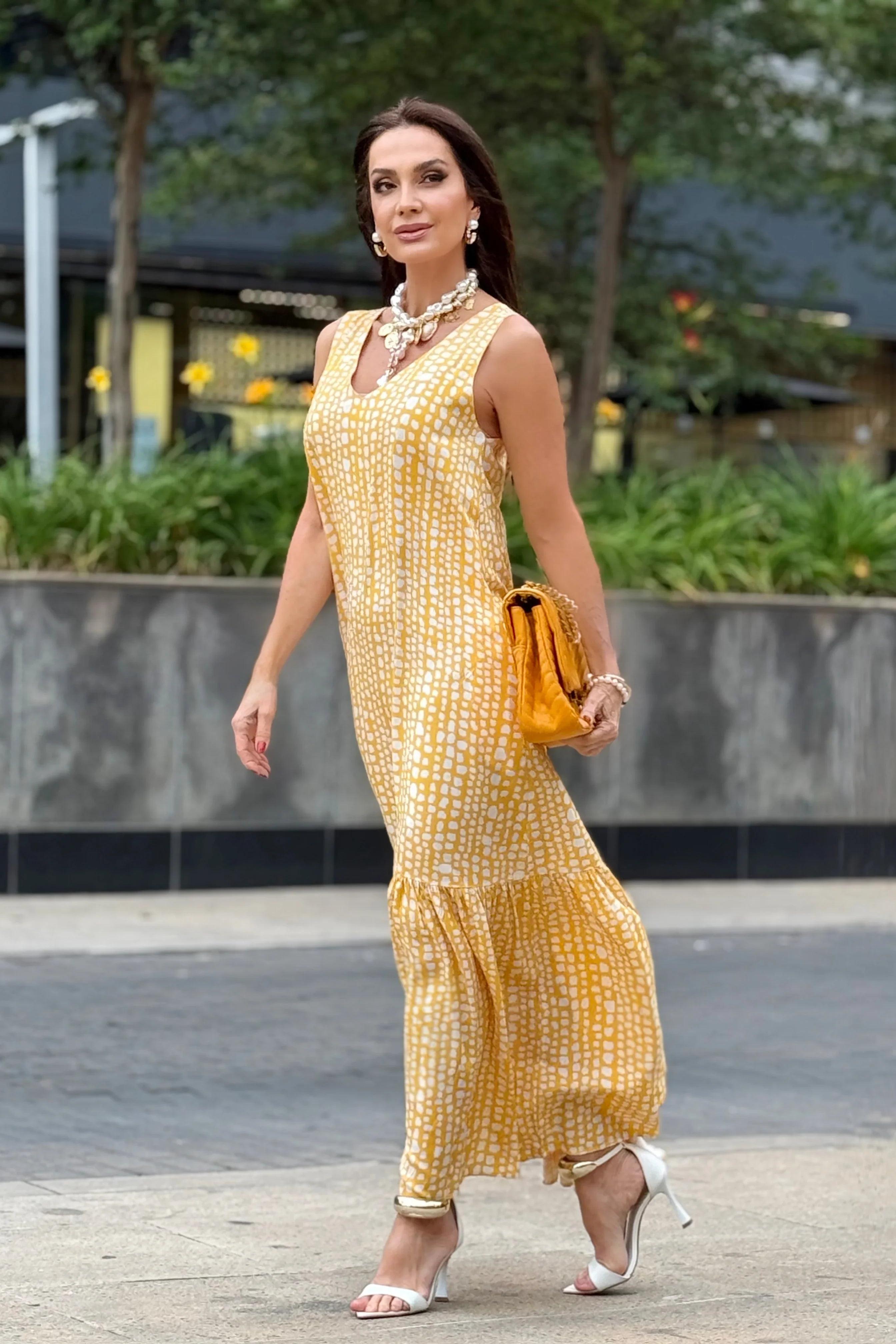 Vestido Pedrinhas Amarelo