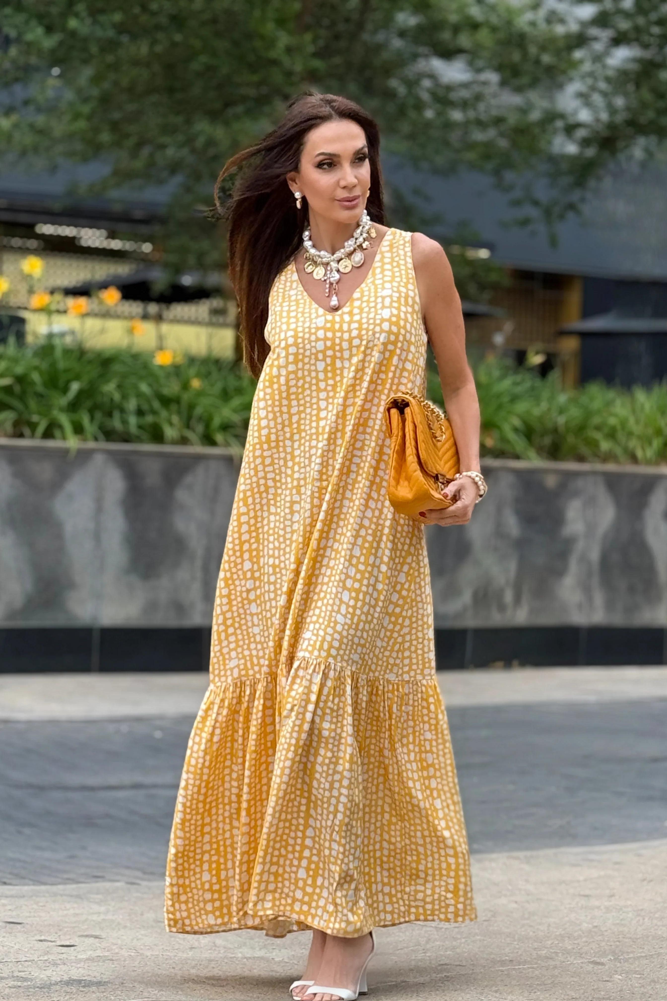 Vestido Pedrinhas Amarelo