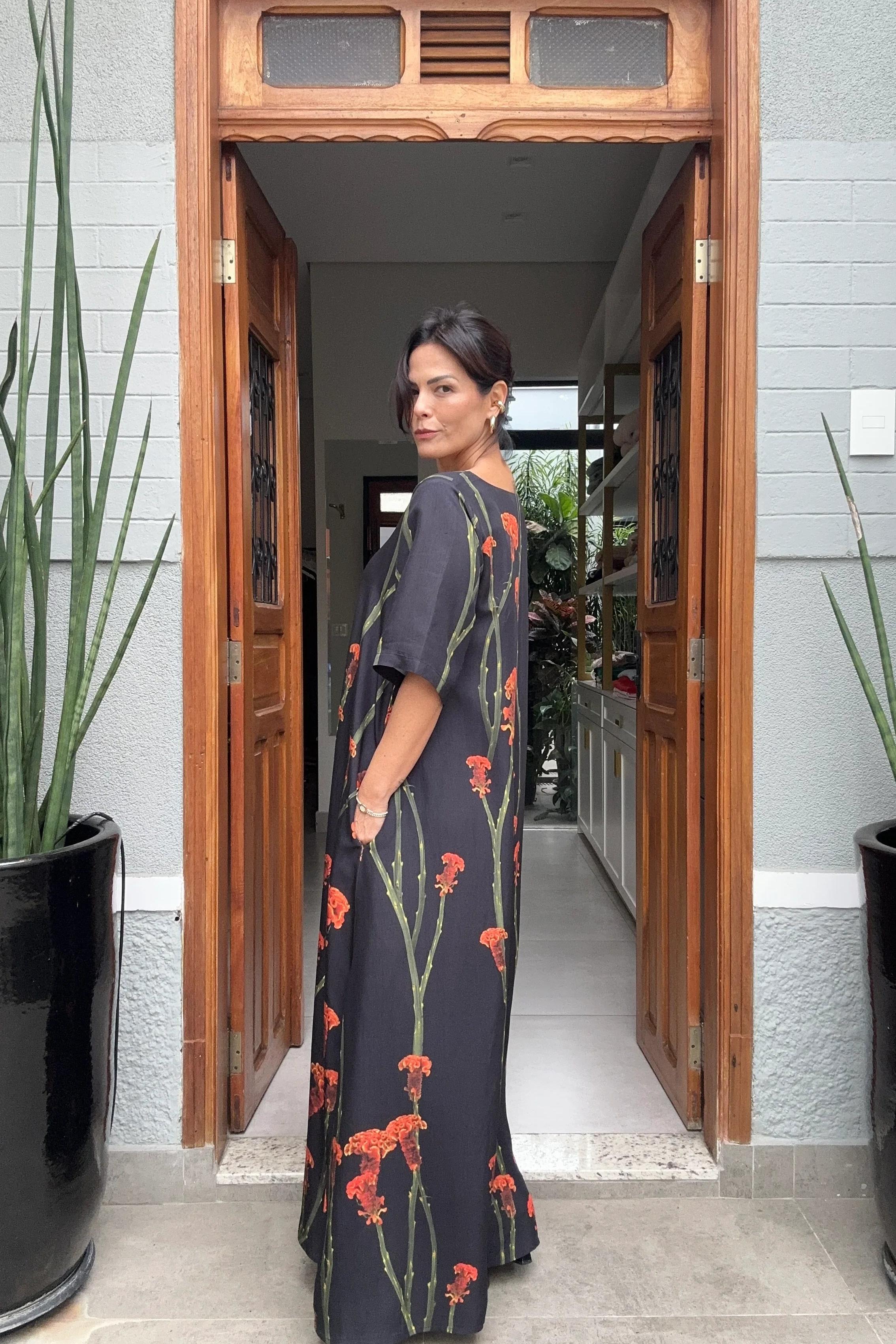 Vestido T-Shirt Maxi Flor
