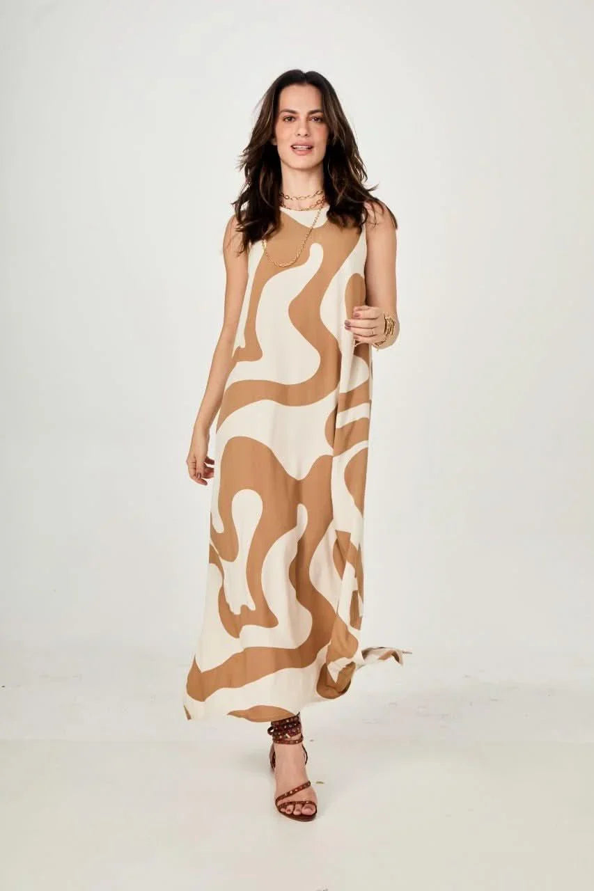 Vestido Waves Beige Ezildinha