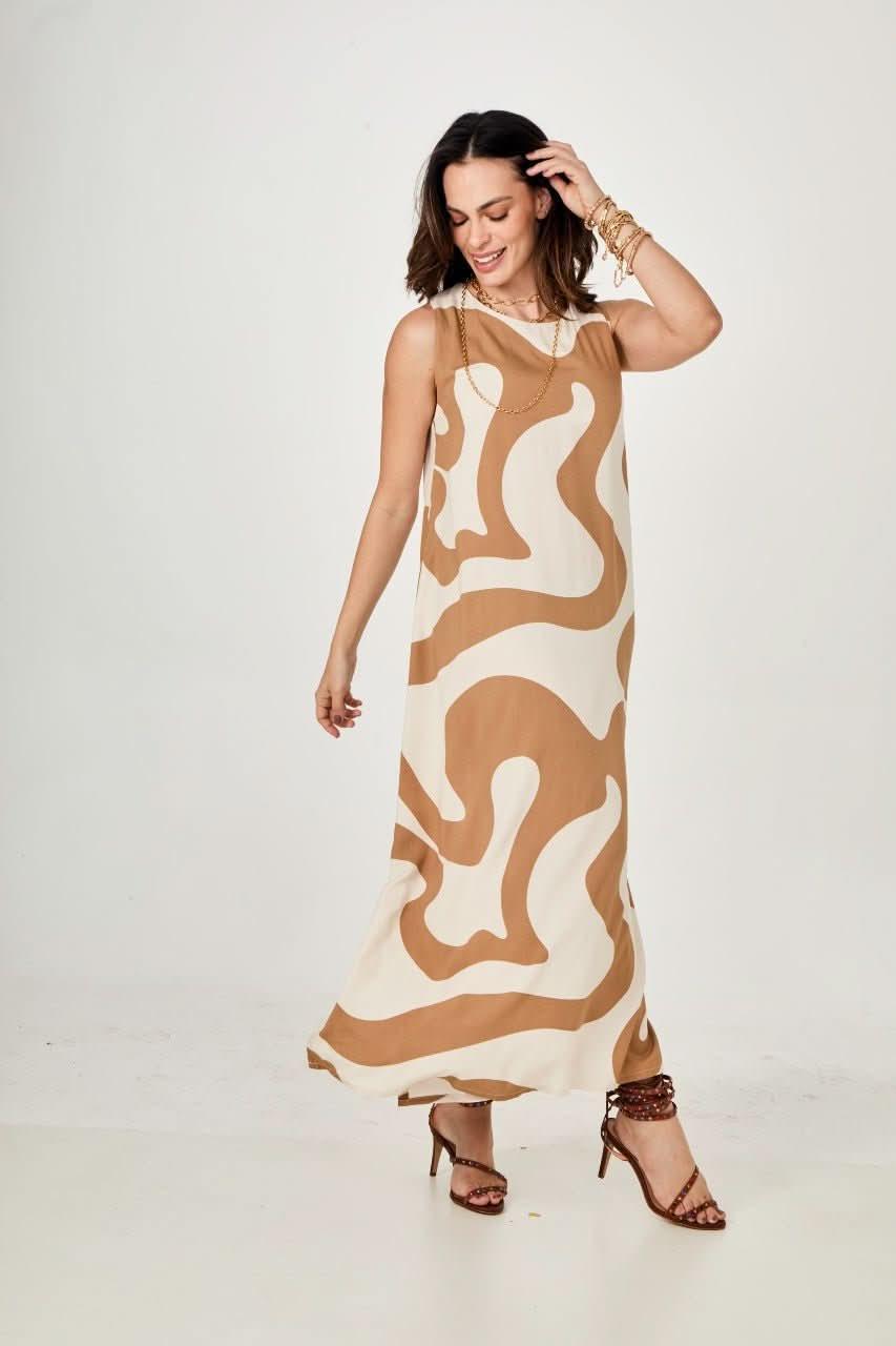 Vestido Waves Beige Ezildinha