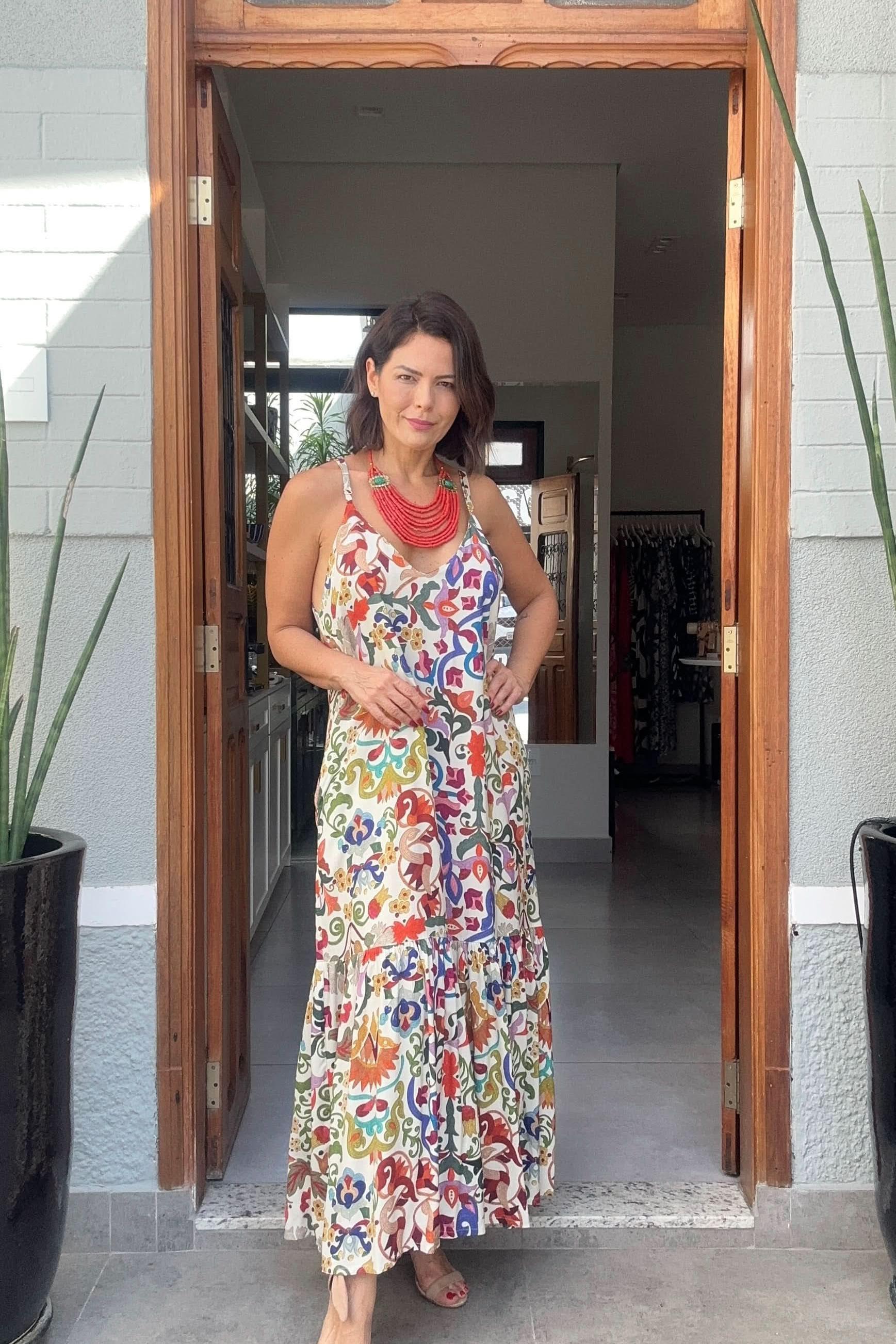 Vestido Alça Tapeçaria