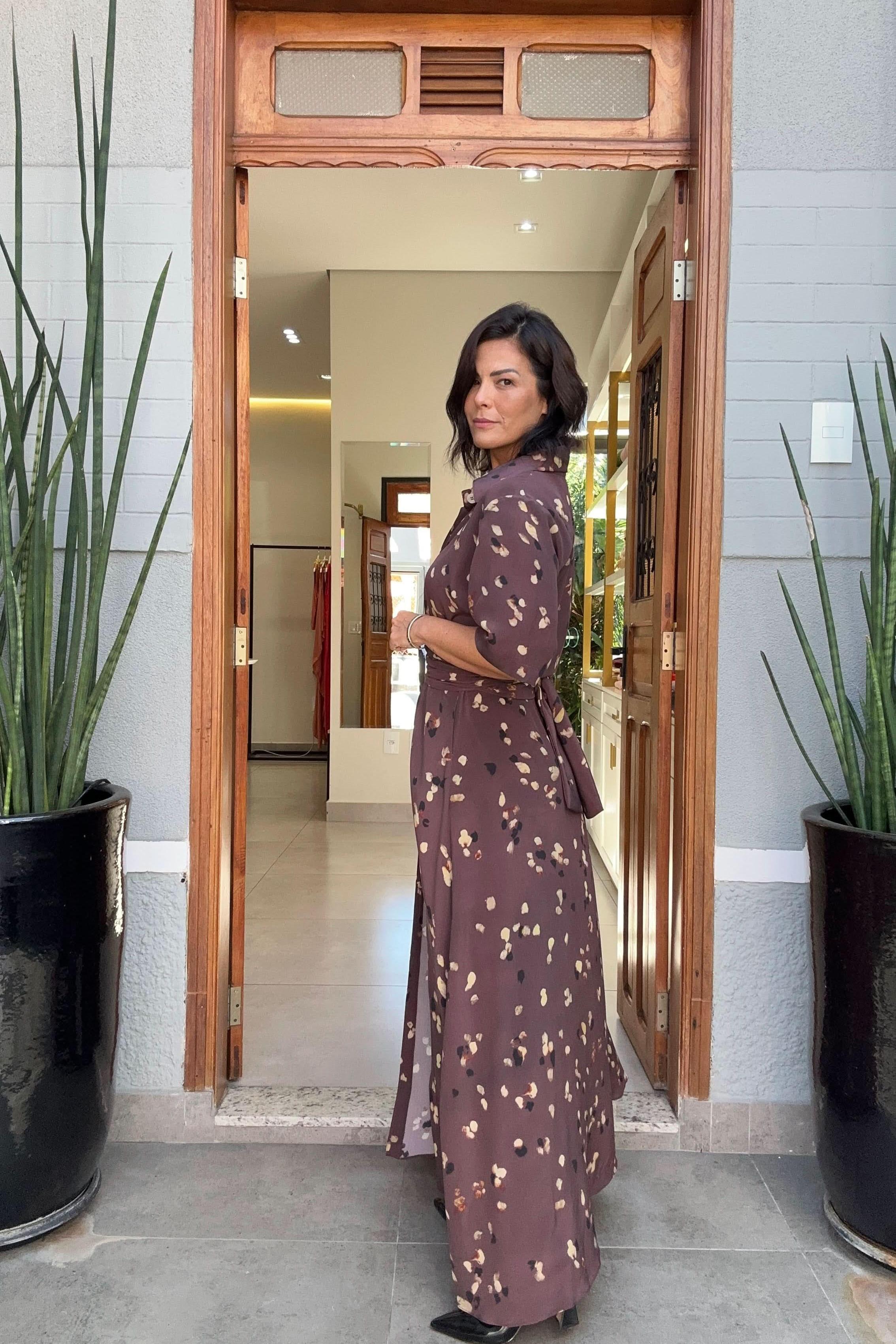 Vestido Chemisier Seda Pura Uva