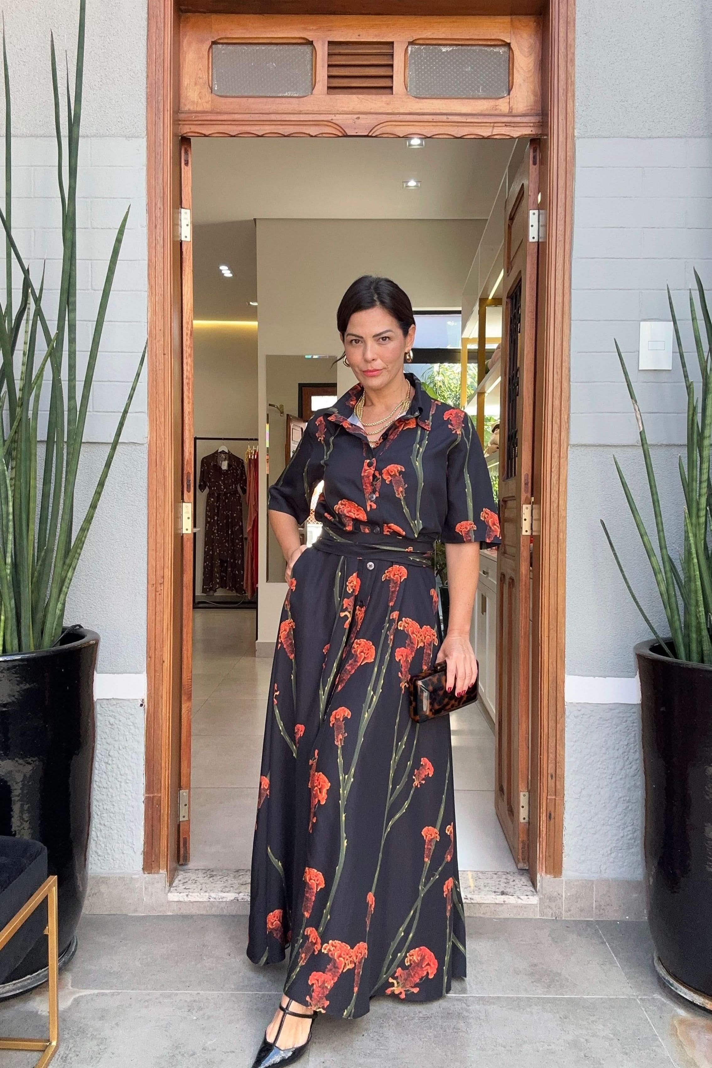 Vestido Chemisier Viscose Flor