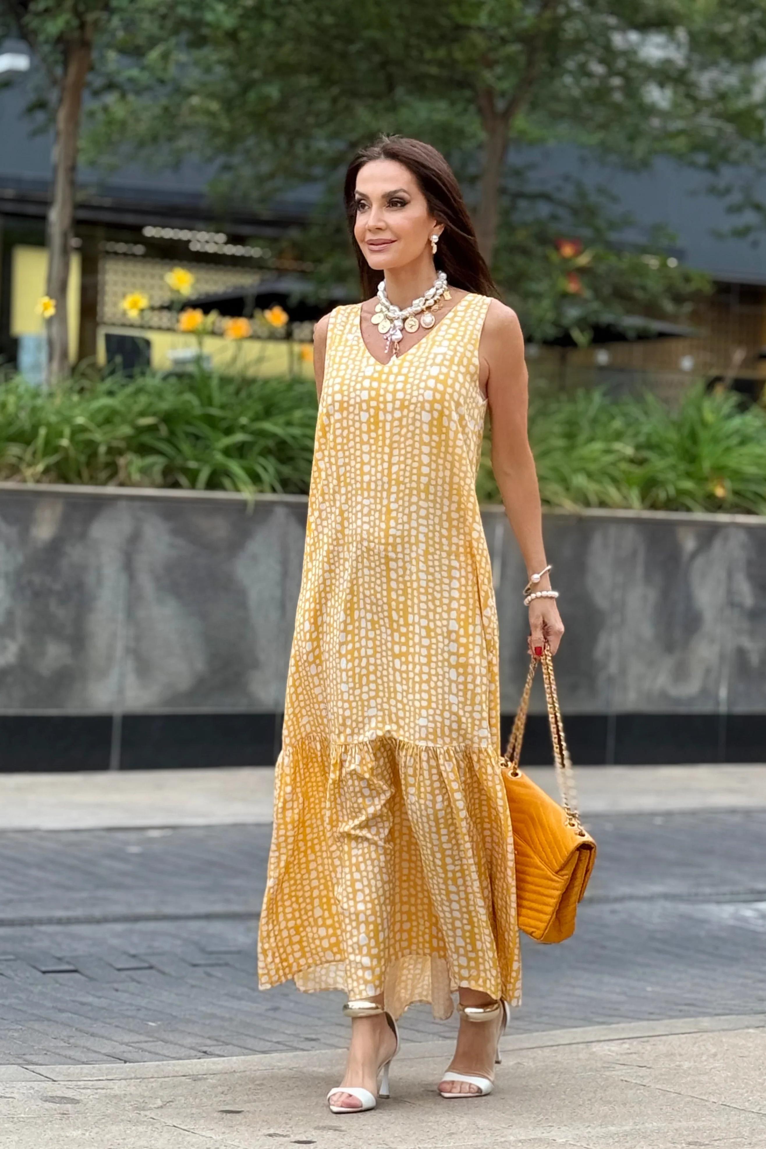 Vestido Pedrinhas Amarelo