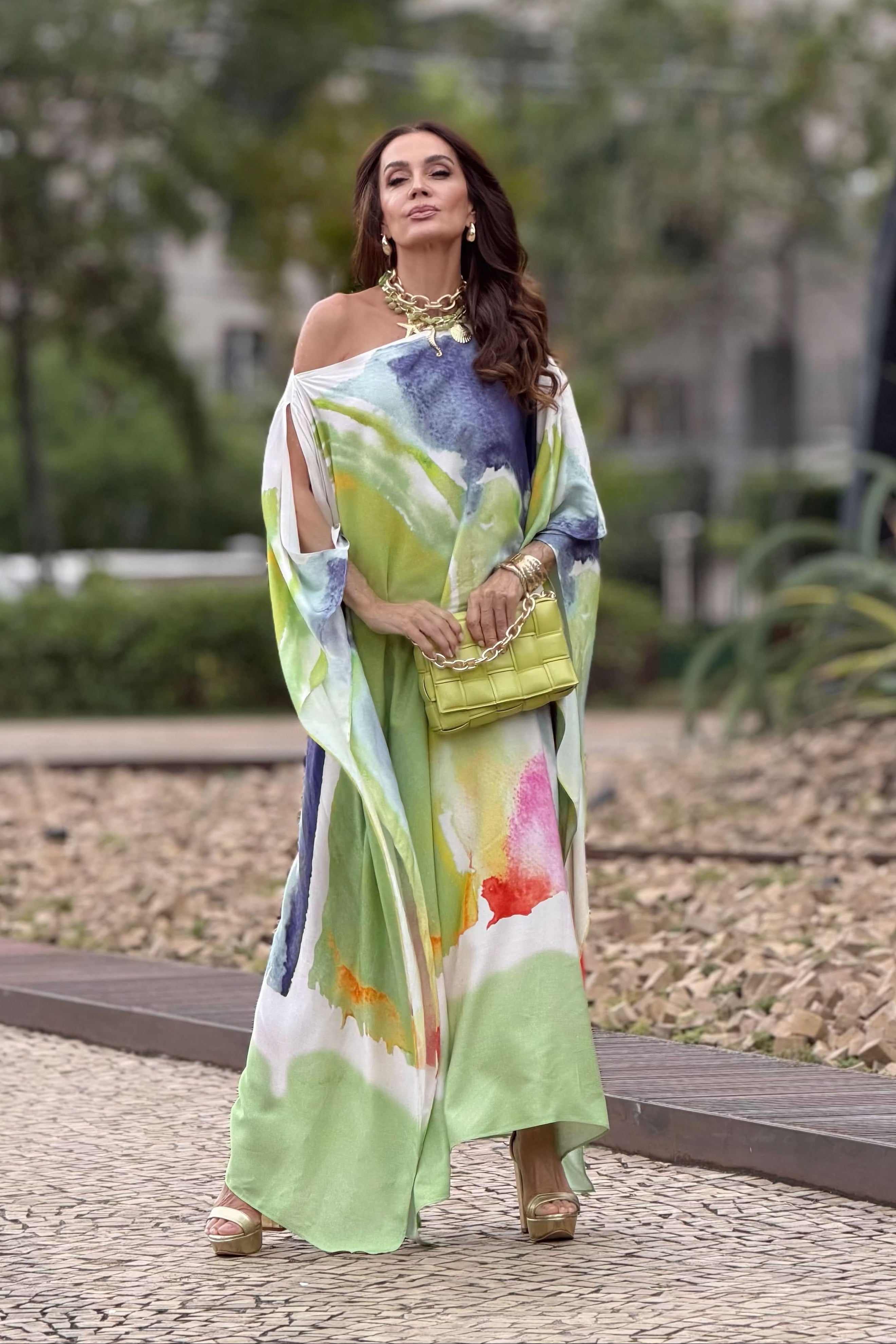 Vestido Kaftan Aquarela