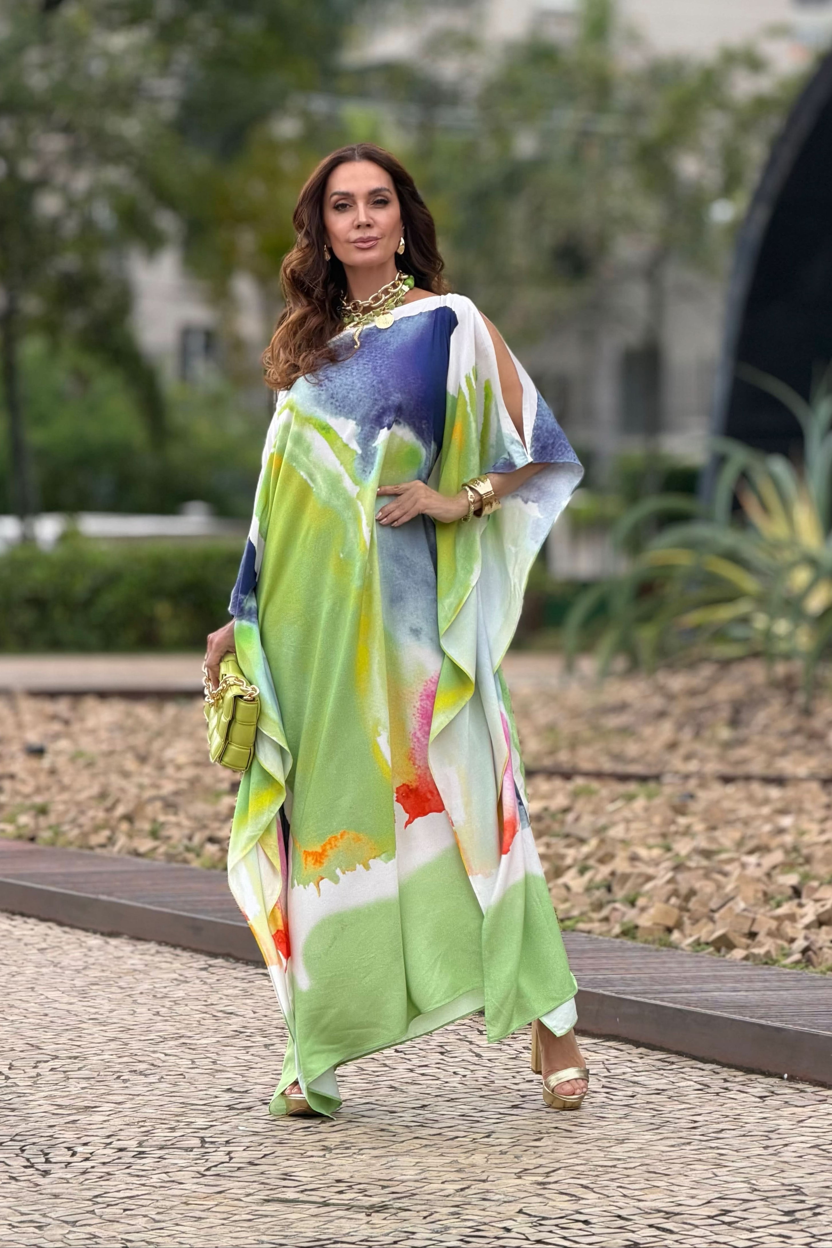 Vestido Kaftan Aquarela